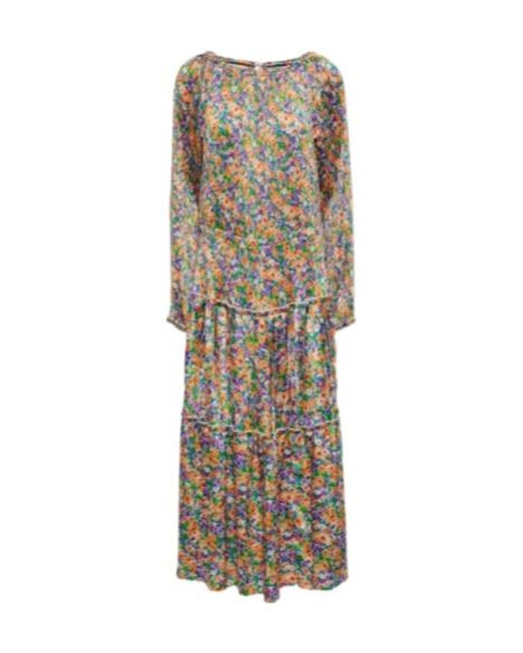 Plan C Natural Floral Pleated Midi Dress