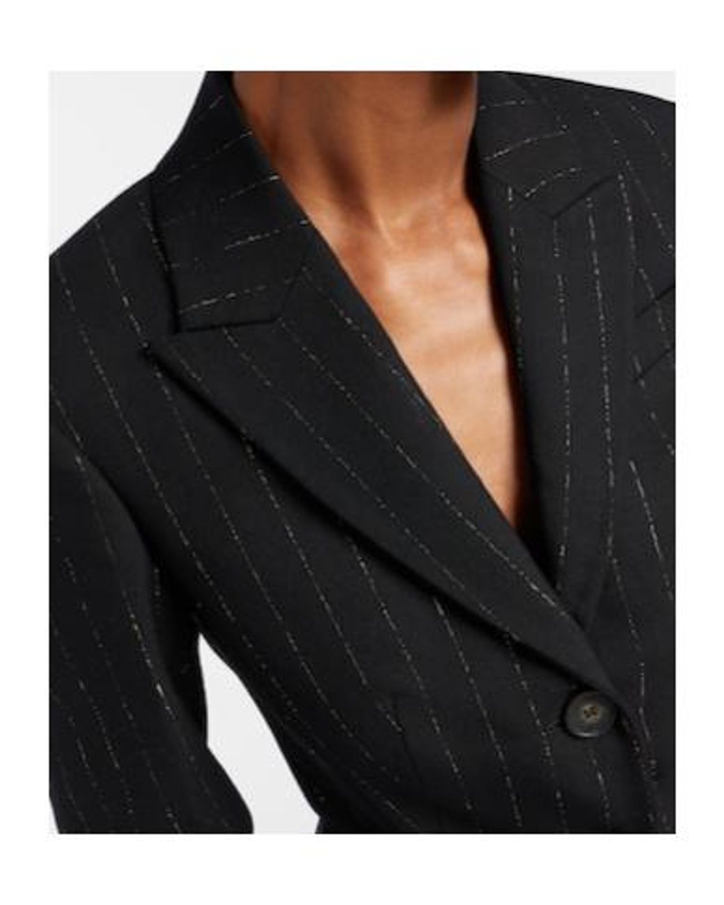 Erdem Black Pinstripe Wool Blazer