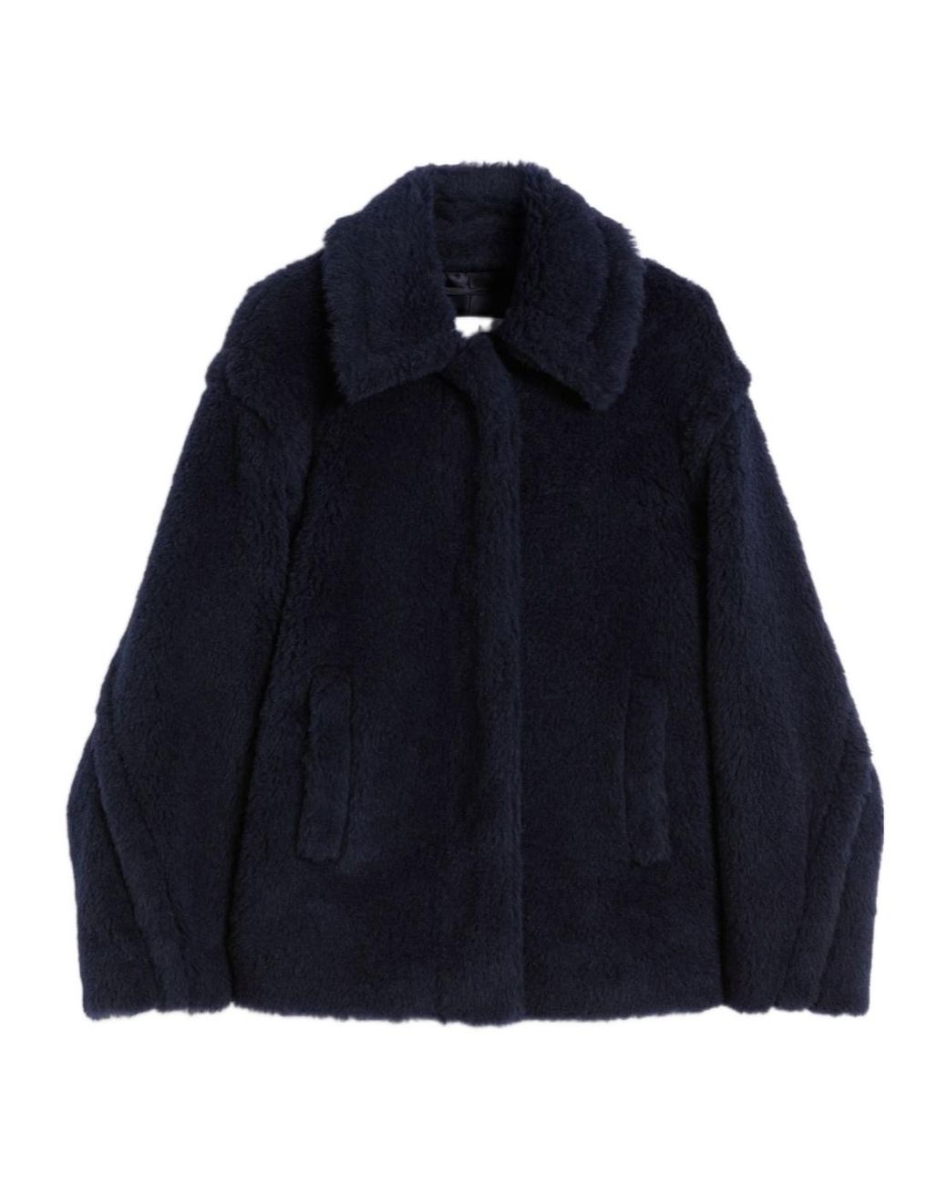 Max Mara Blue Fuggito Button-Up Coat