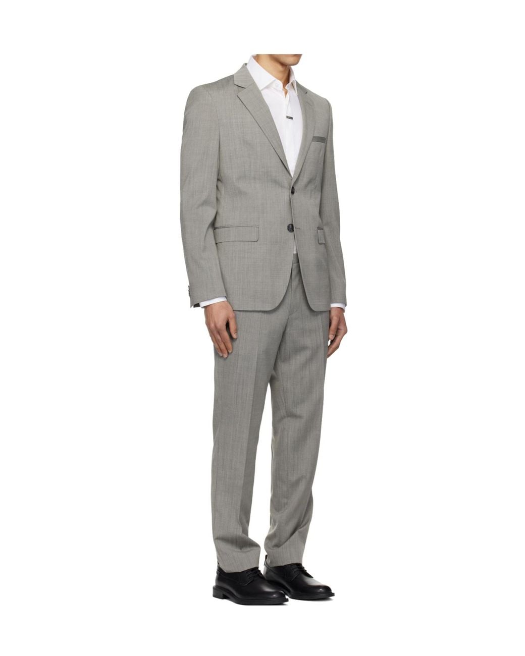 Boss Gray Long-Sleeved Wool Blend Suit for men