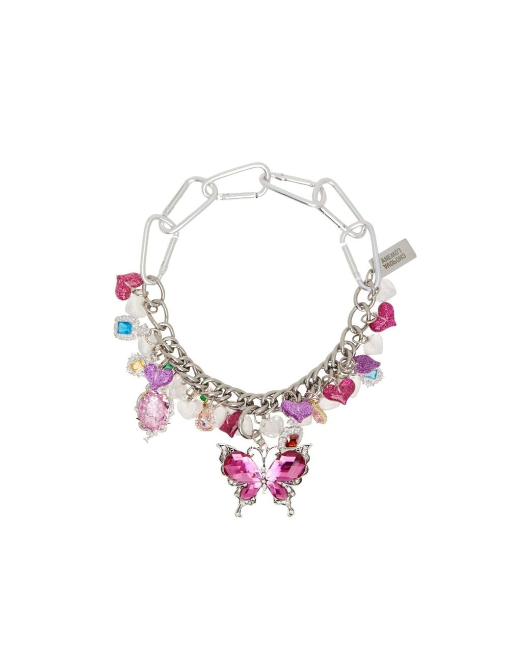 Chopova Lowena Pink Fly My Love Charm-Detail Necklace
