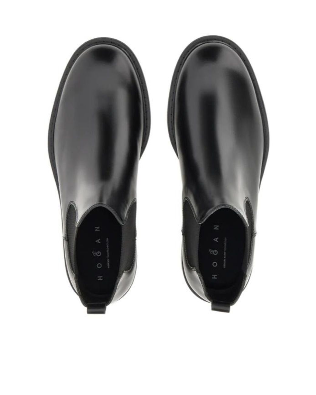 Hogan Black Round Toe Slip-On Boots for men