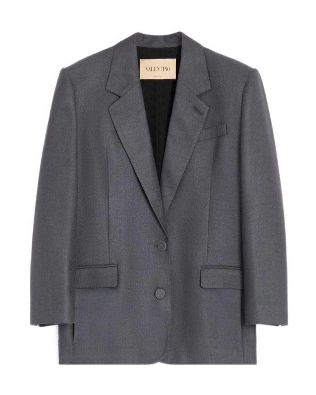 Valentino Gray Long-Sleeve Blazer