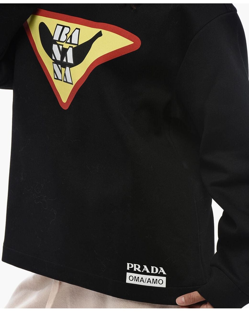 Prada Black Crewneck Sweatshirt With Front Print