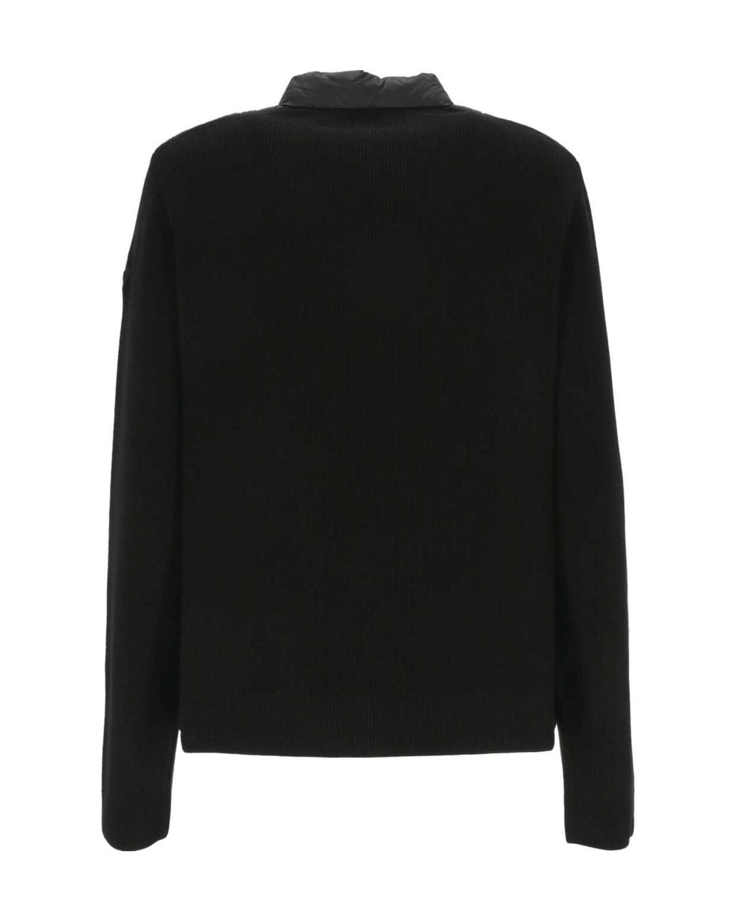 Moncler Black Zip-Up Knit Padded Cardigan
