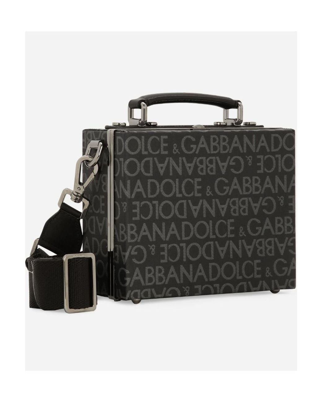 Dolce & Gabbana Black Logo Jacquard Box Bag for men