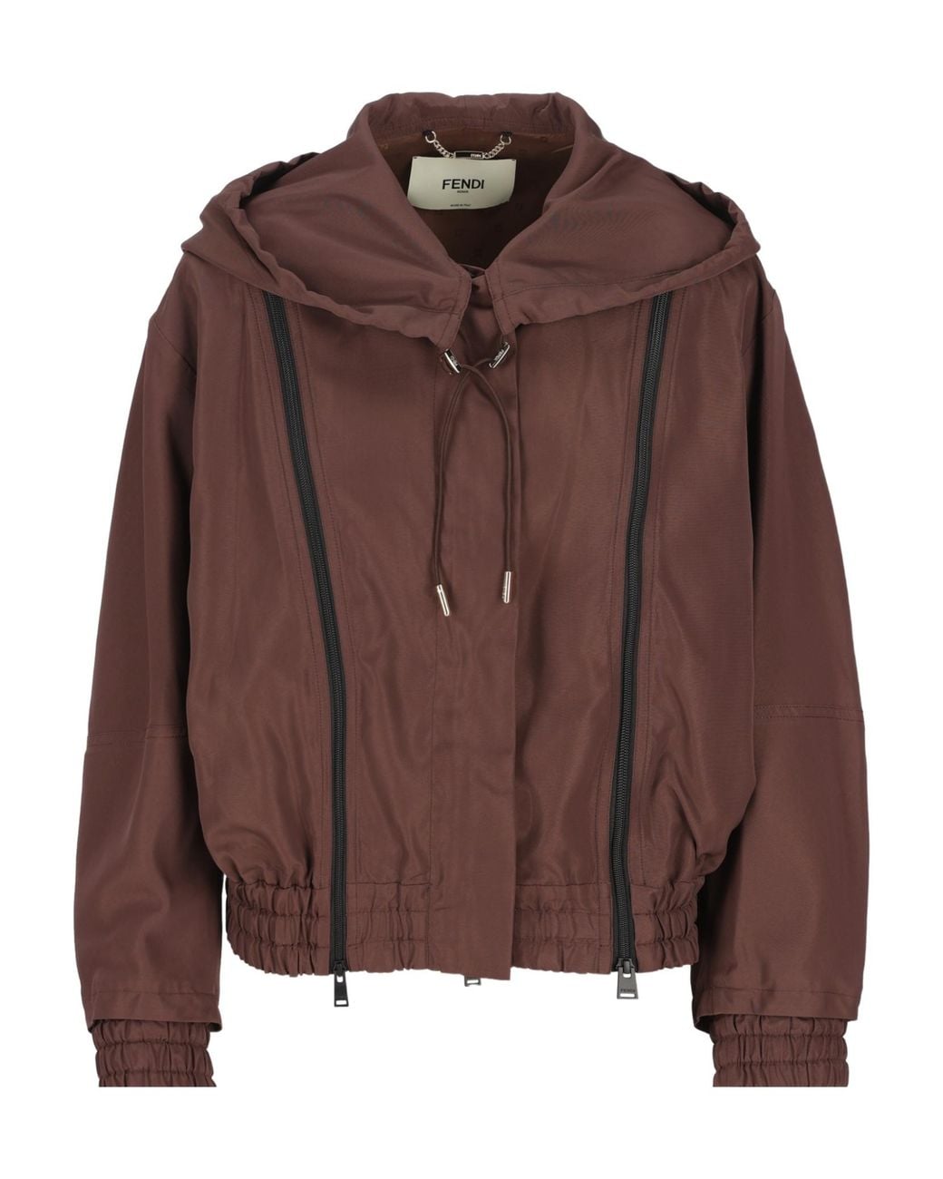 Fendi Brown Double-Zip Hooded Jacket