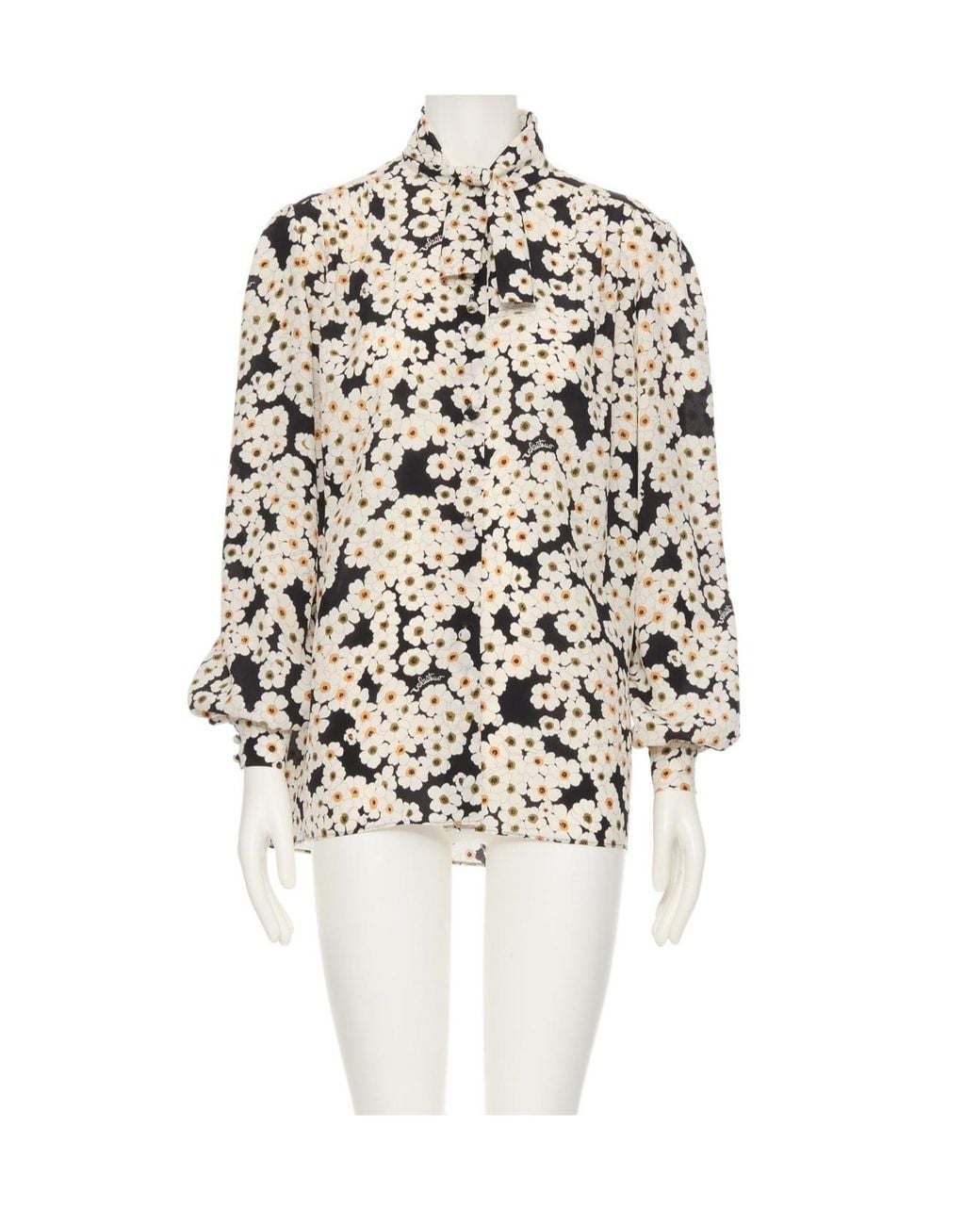 Valentino White All-Over Floral Printed Long-Sleeved Top