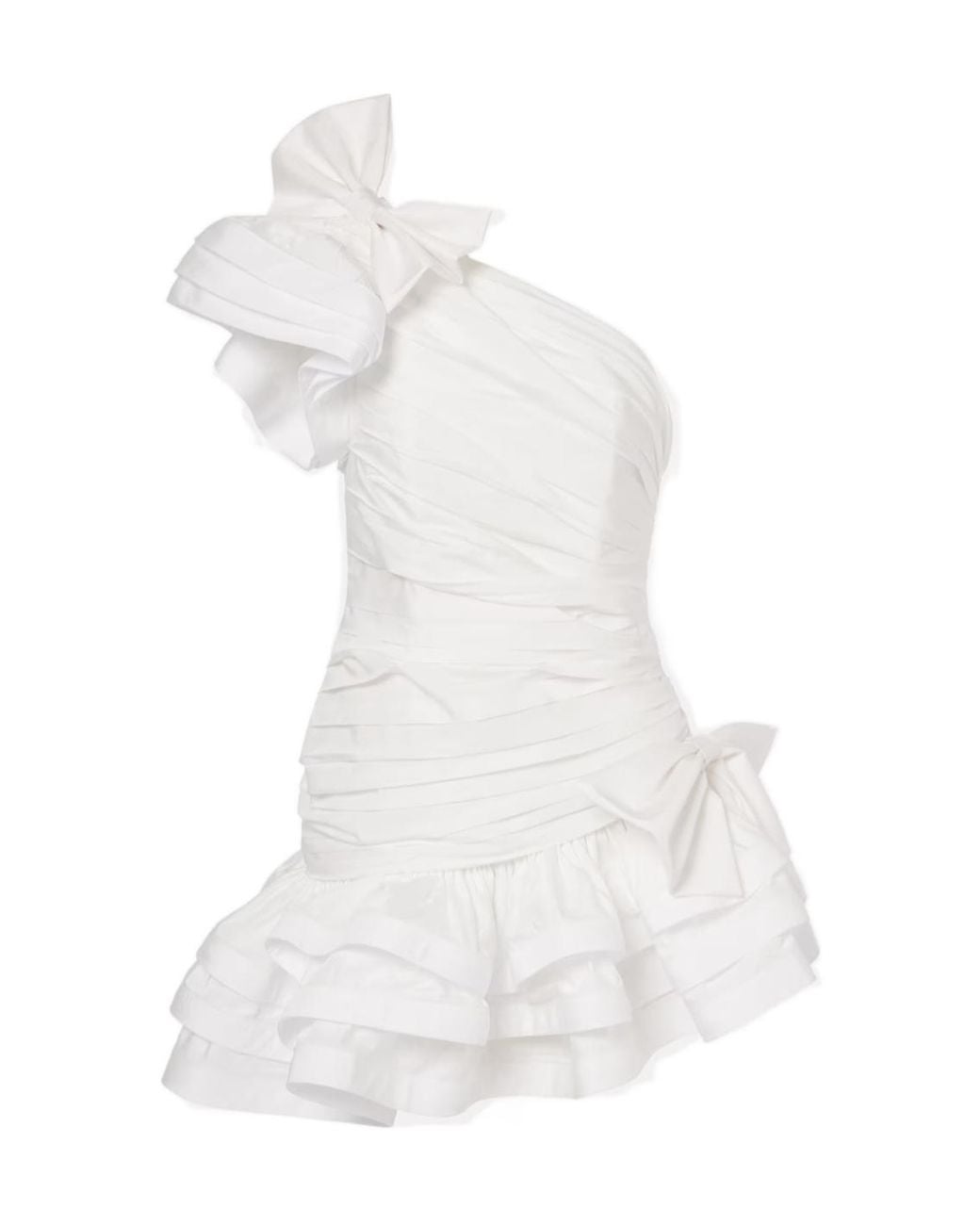 Alessandra Rich White Ruffled Taffetta Minidress