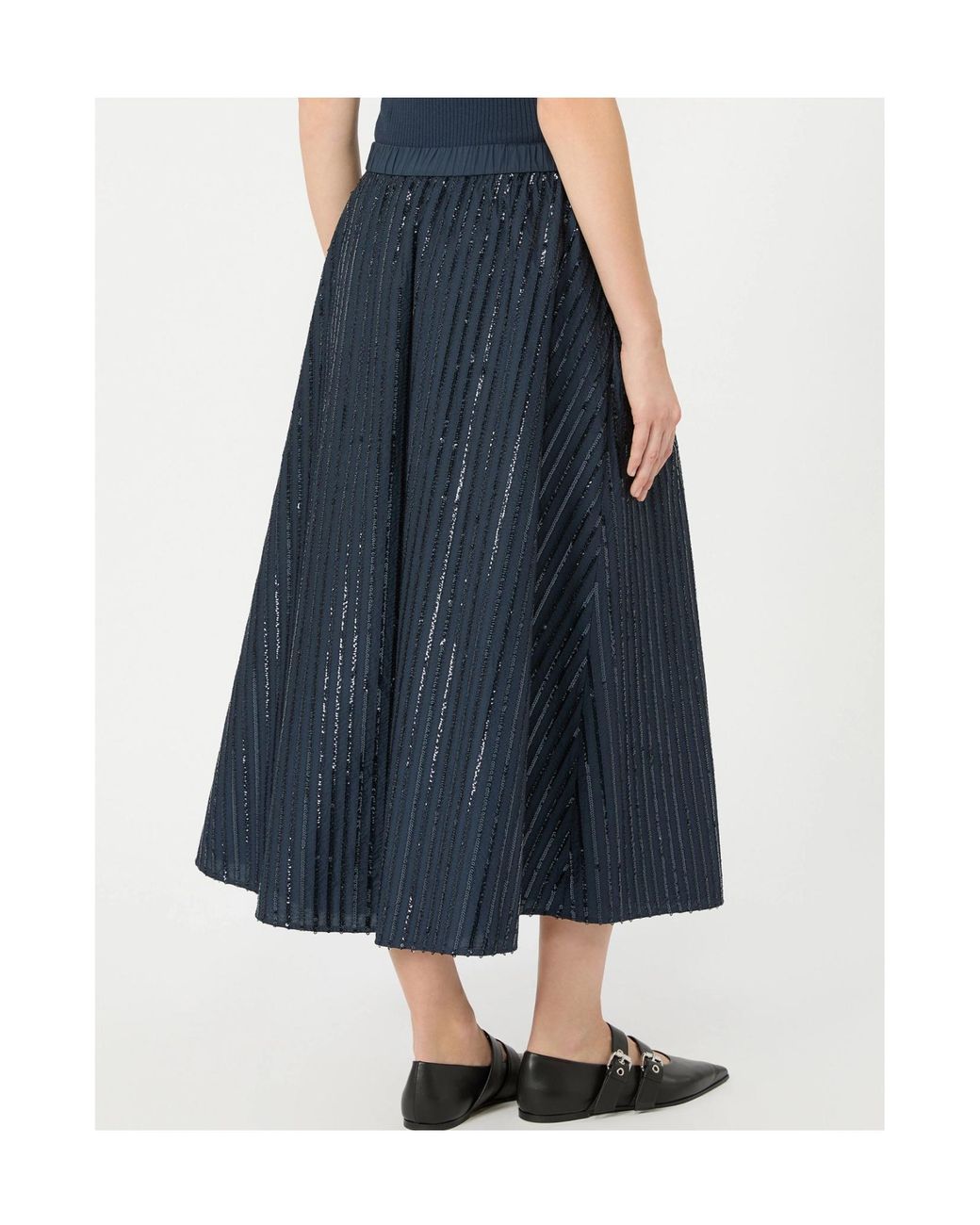 Weekend by Maxmara Blue Cotton Sequin Maxi Skirt