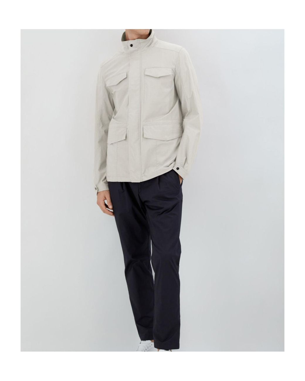 Herno White High Collar Long Sleeve Casual Jacket for men