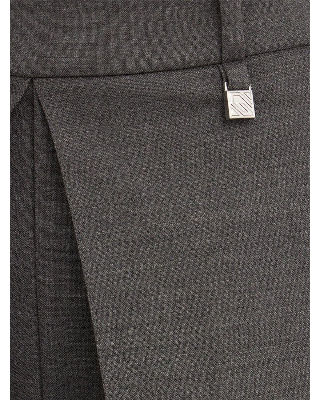 GIUSEPPE DI MORABITO Gray Pleated-Front Wide-Leg Casual Trousers