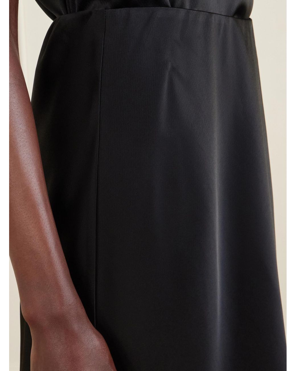 Leset Black Barb Satin Midi Skirt