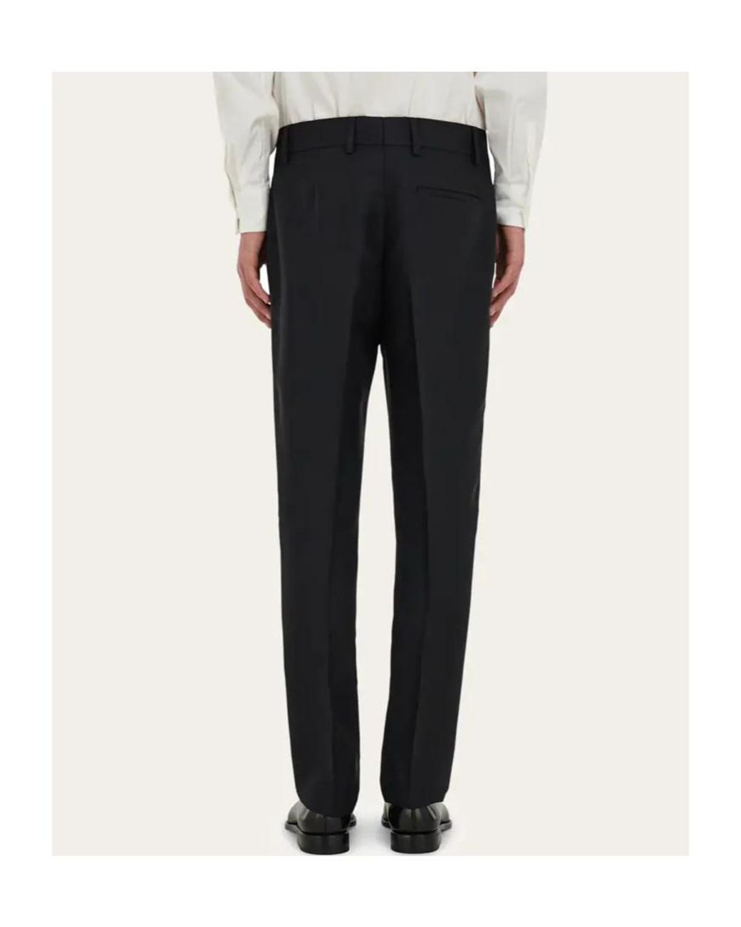 Ferragamo Black Ferragamo Straight-Leg Tailored Trousers for men