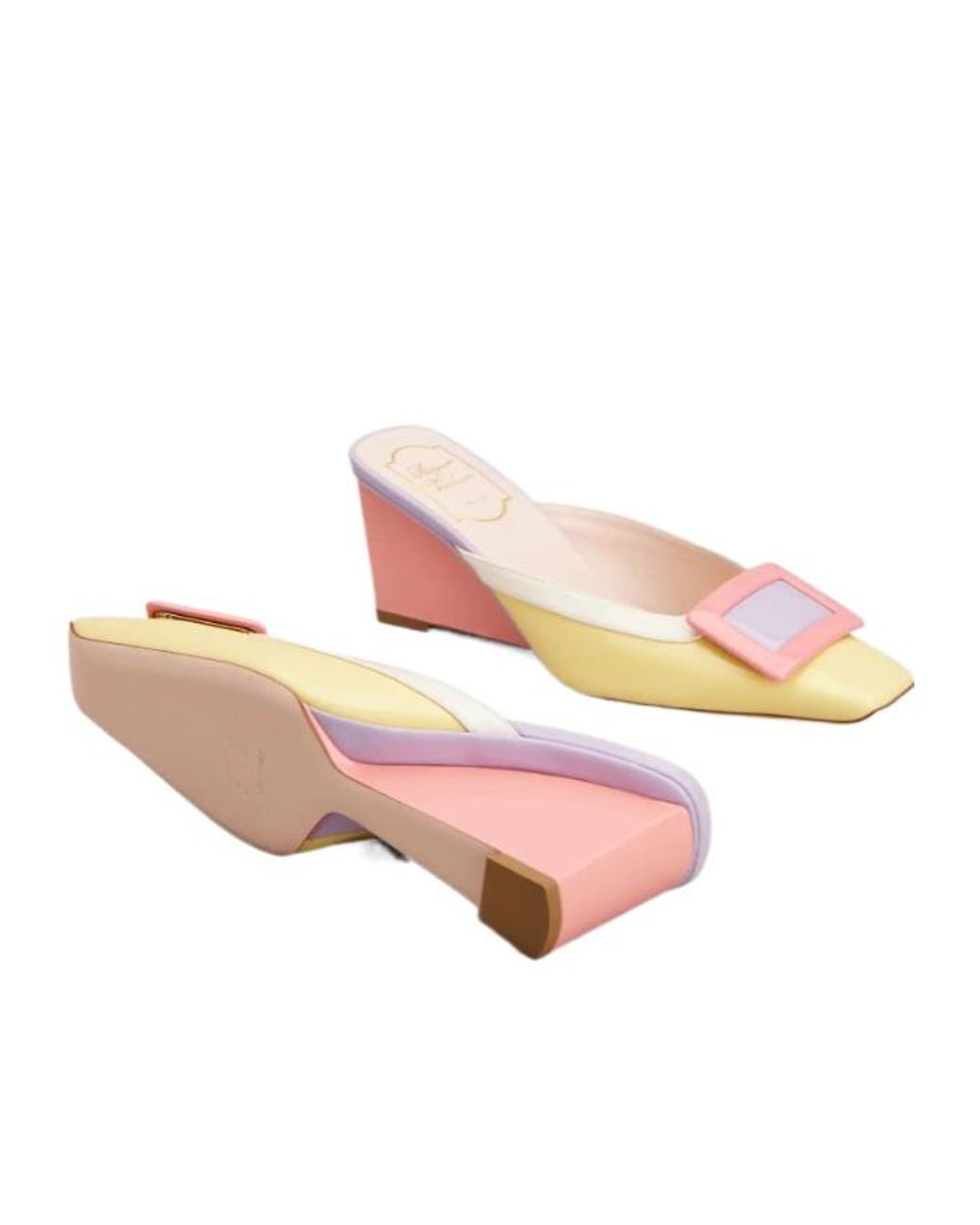 Roger Vivier Pink Belle Vivier Wedge Mules