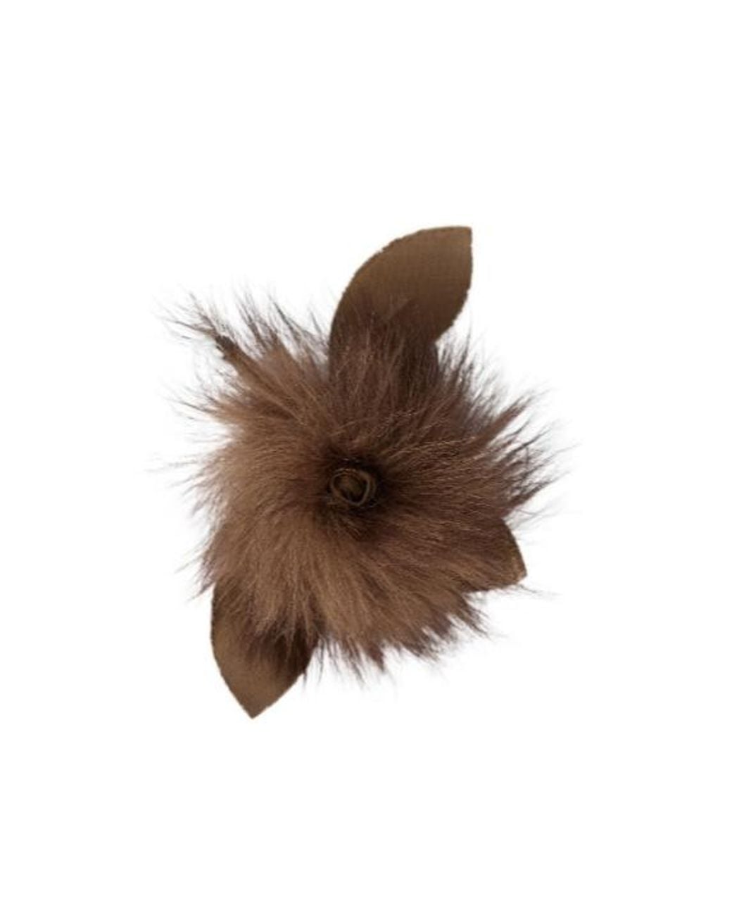 Lemaire Brown Fuzzy Rose Brooch