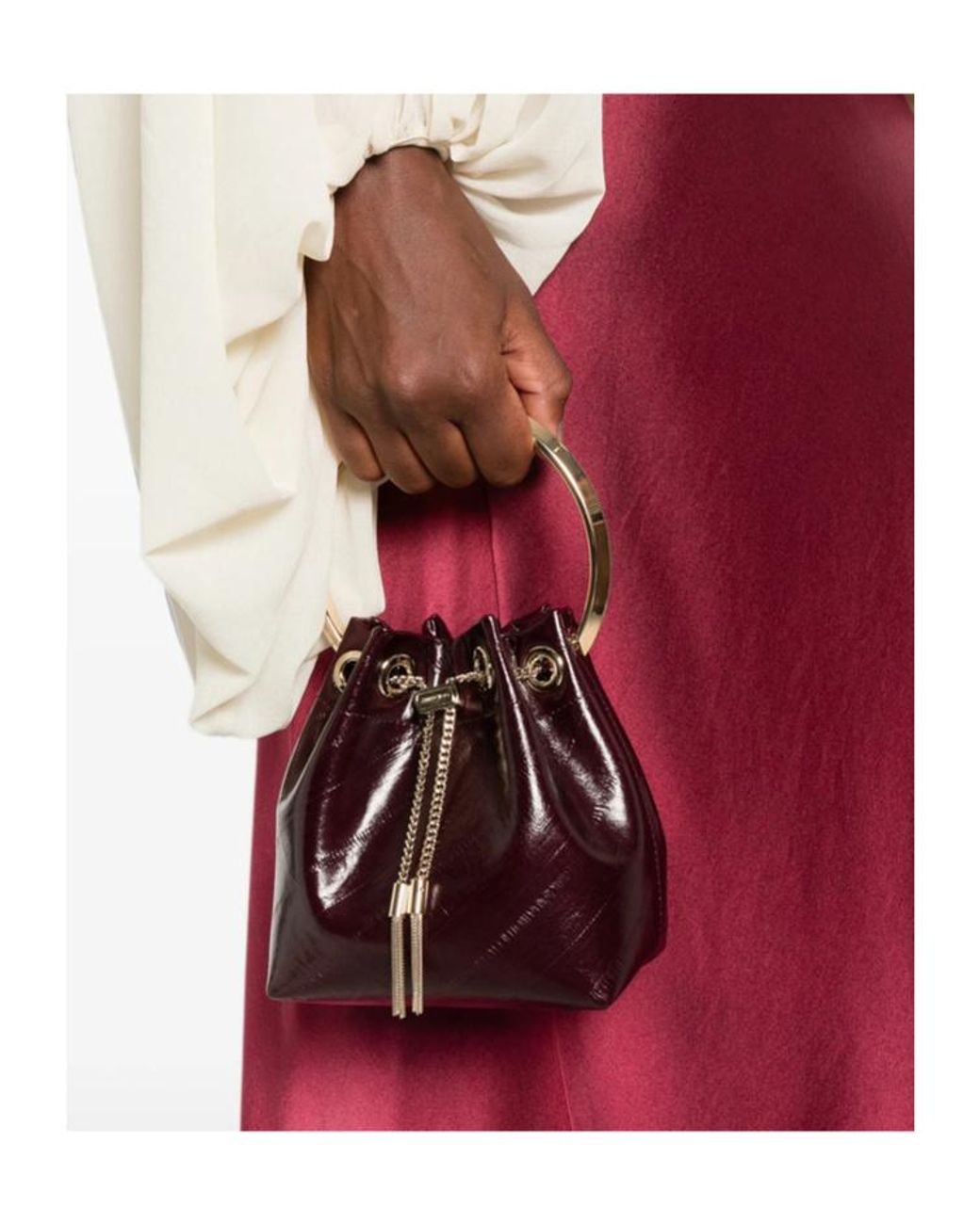 Jimmy Choo White Drawstring Shoulder Bag