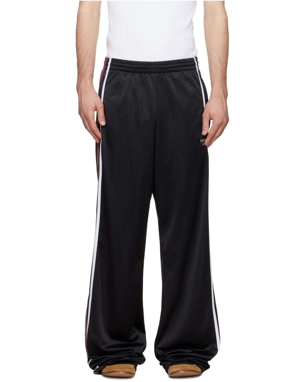 Martine Rose Black Wide Leg Trackpants Stripe Detail for men