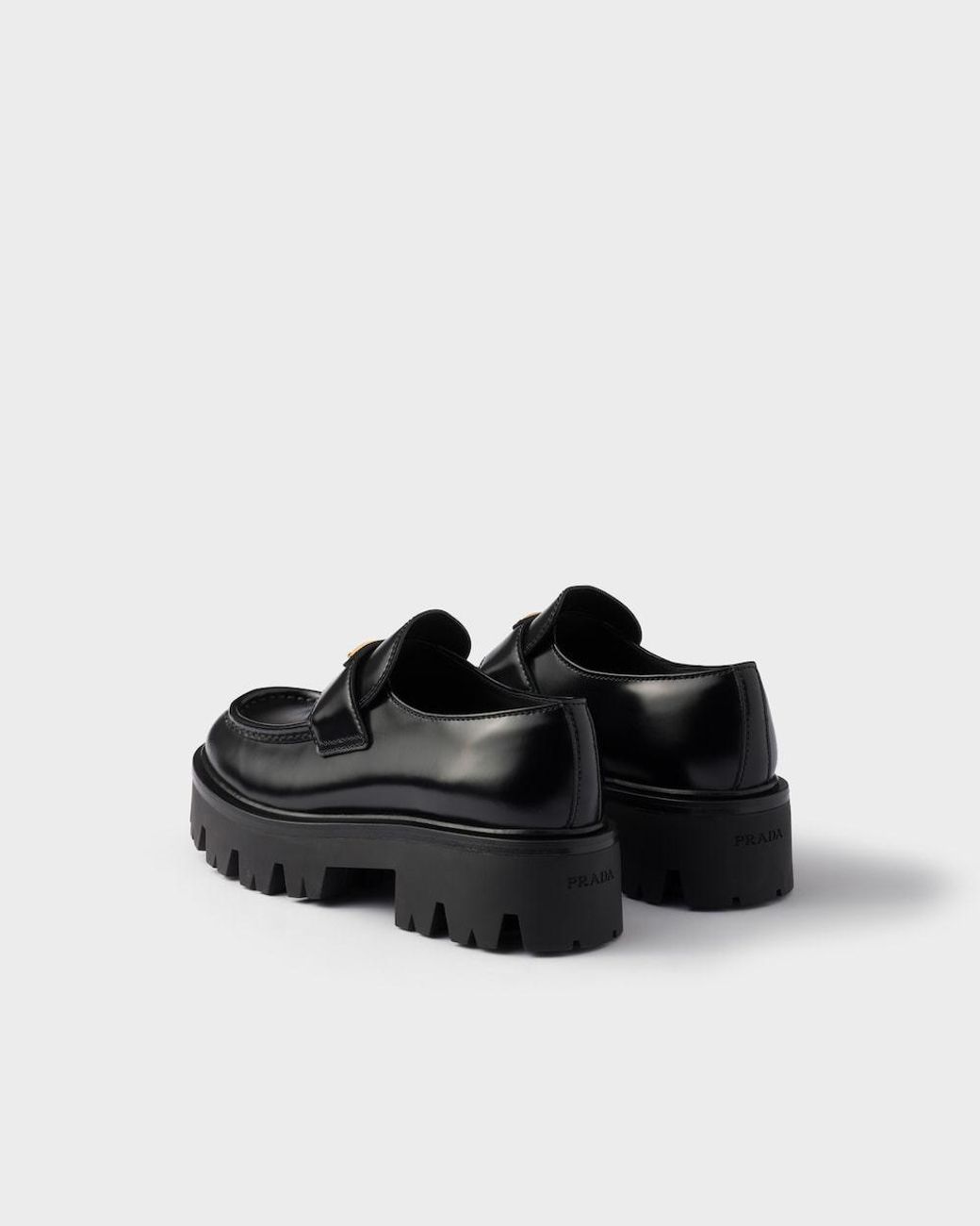 Prada Black Logo Plaque Slip-On Loafers