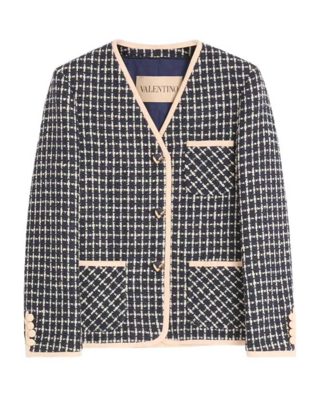 Valentino Black V-Neck Button-Up Jacket