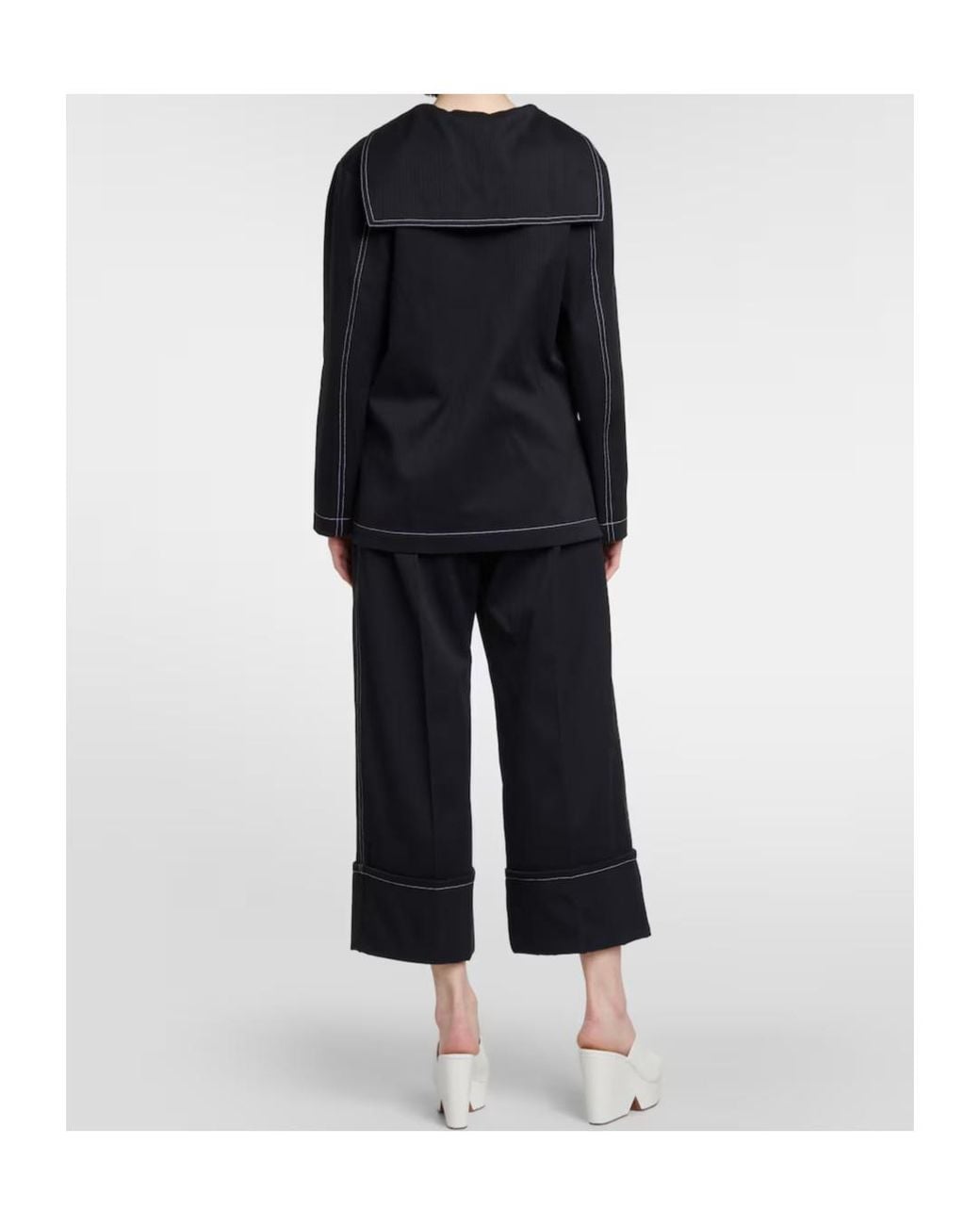Patou Black Logo Long-Sleeved Blouse