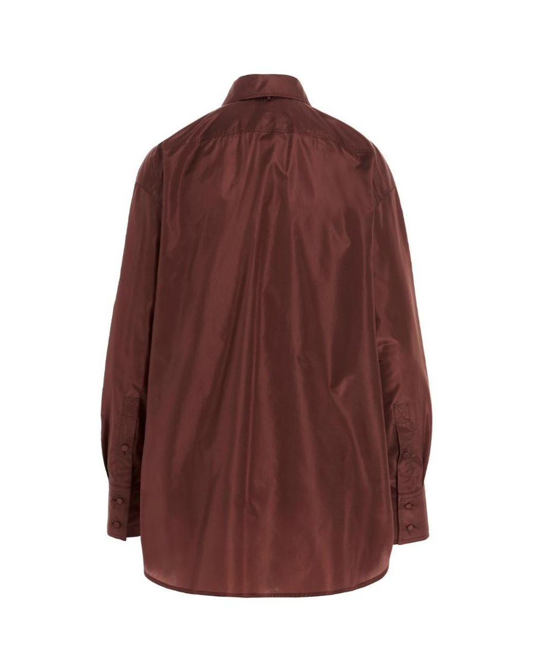 Valentino Brown Long-Sleeve Silk Shirt