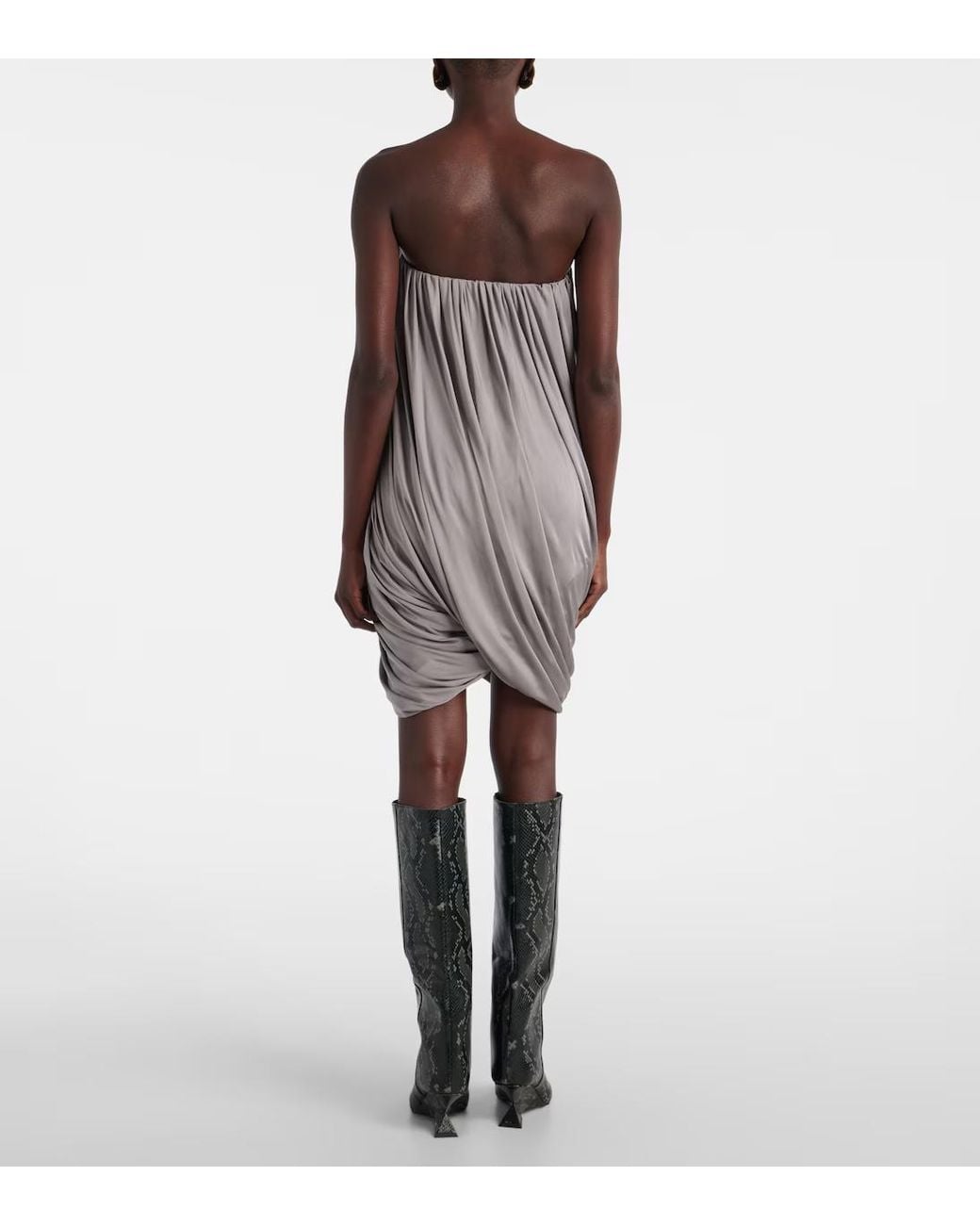 The Attico Gray Draped Jersey Minidress