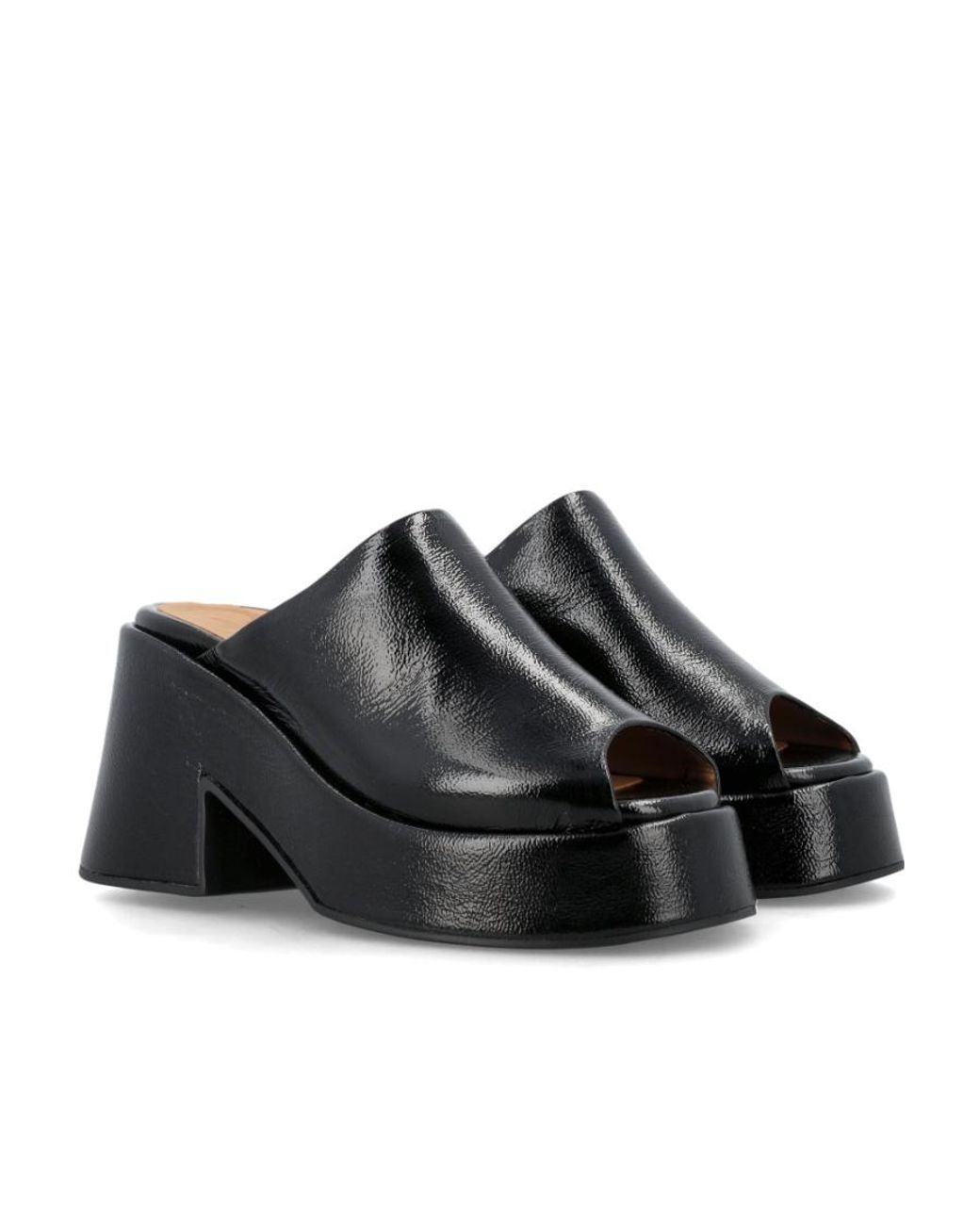 Ganni Black 95Mm Patent-Leather Platform Mules