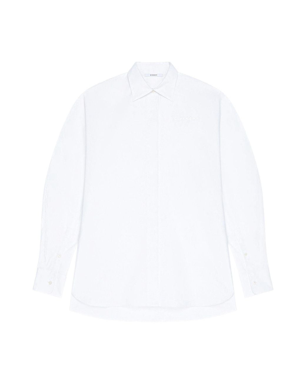 Givenchy White Paris Logo Long-Sleeved Shirt