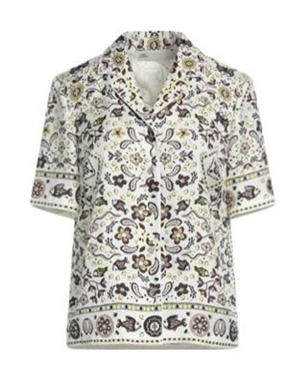 Tory Burch White Collared Short-Sleeve Shirt