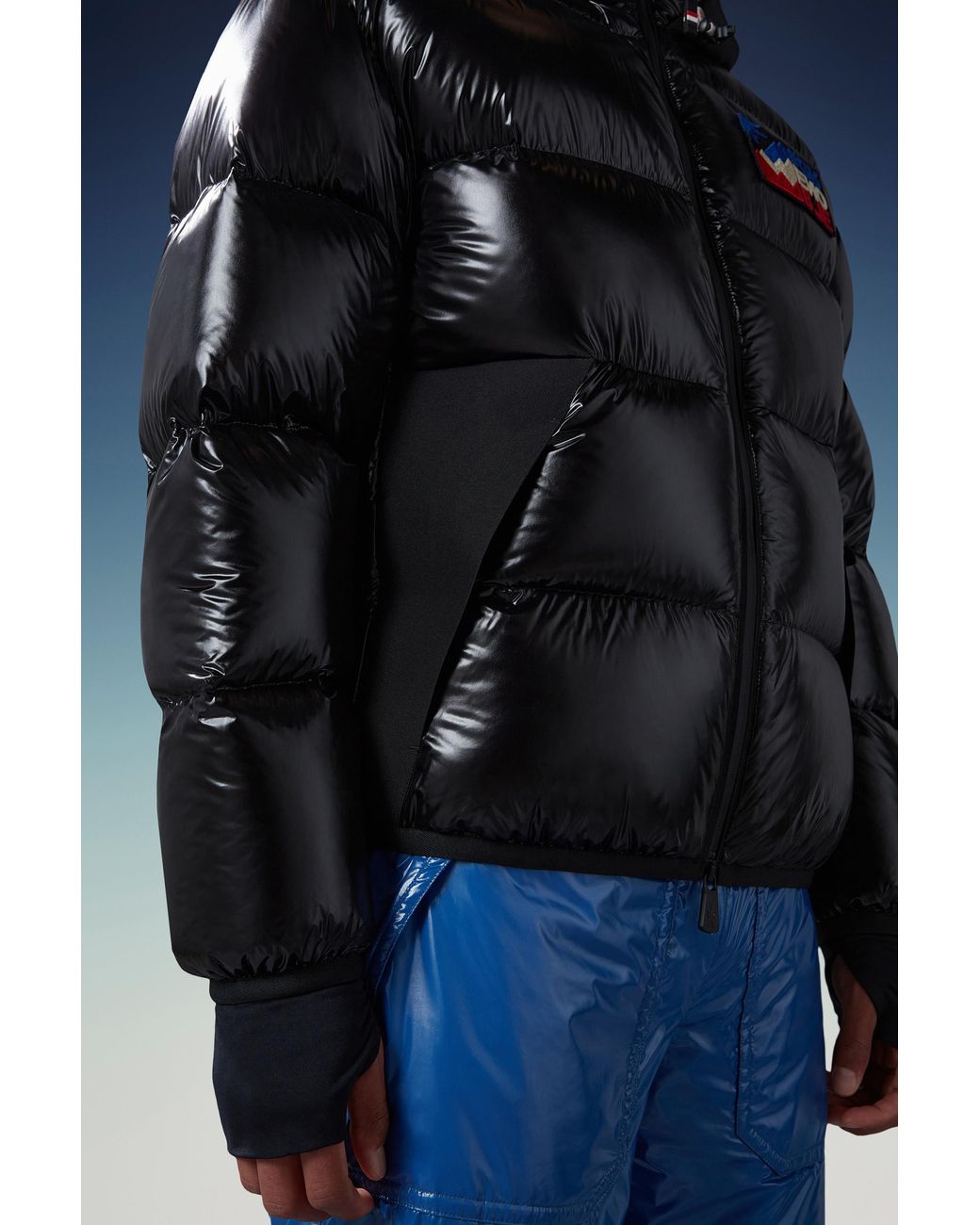 Moncler Black Grenoble Logo Patch Padded Down Jacket for men