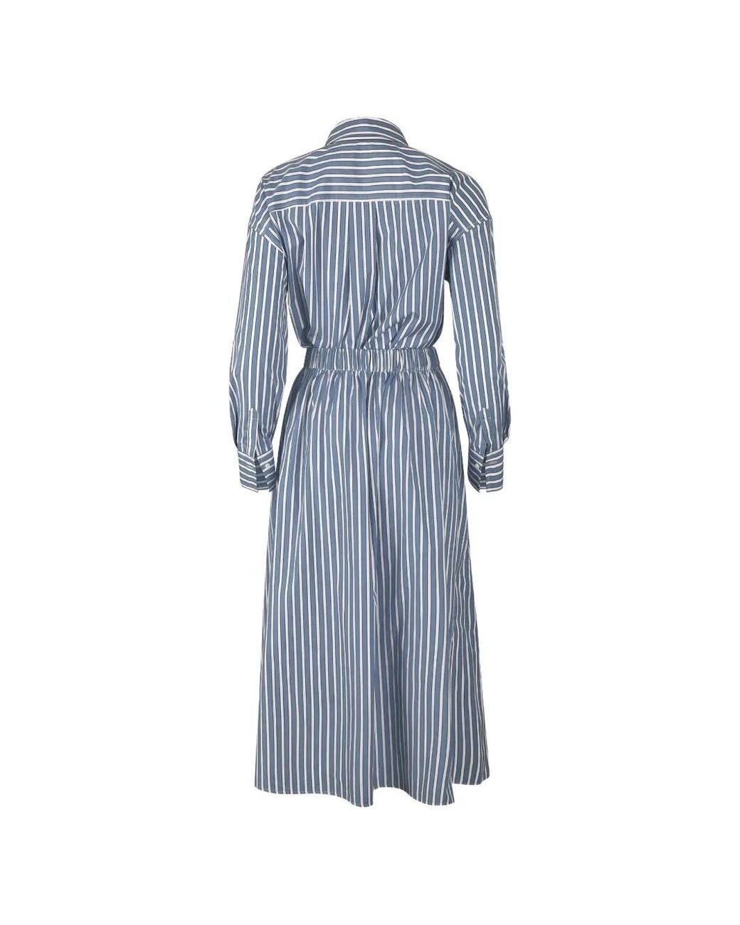 Brunello Cucinelli Blue Striped Dress