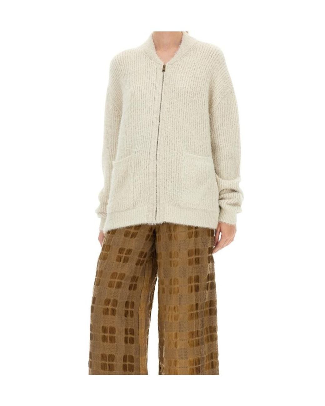 Uma Wang Natural Long-Sleeved Knitted Cardigan