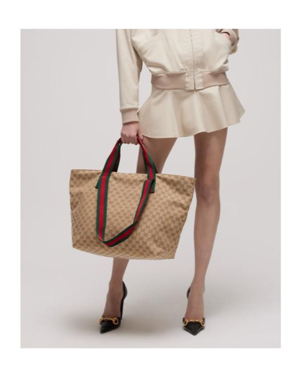 Gucci Brown Gg Monogrammed Medium Tote Bag