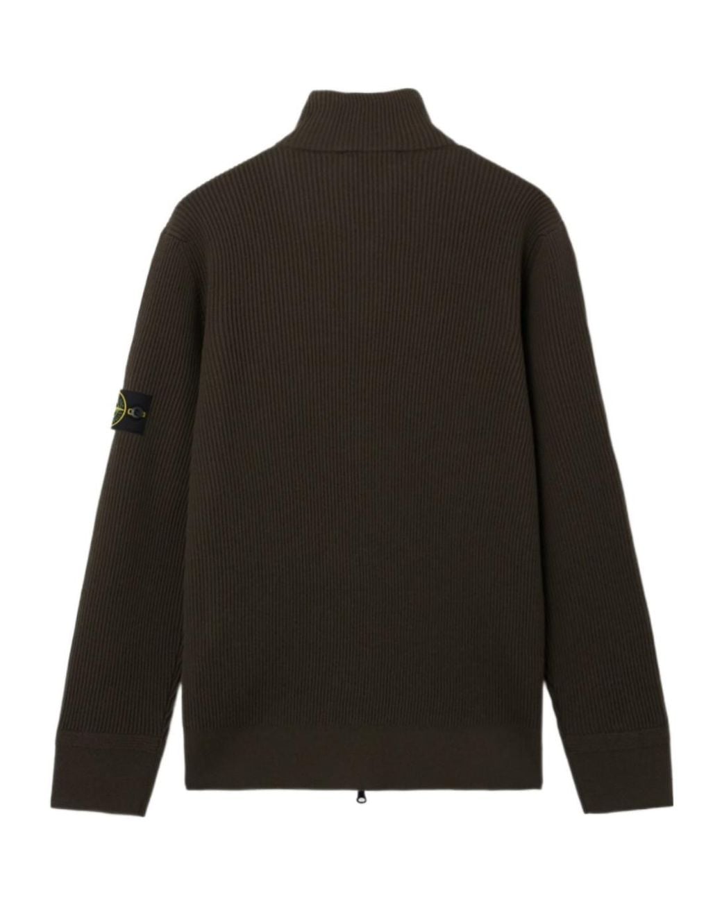 Stone Island Black Logo Patch Zip-Up Cardigan for men