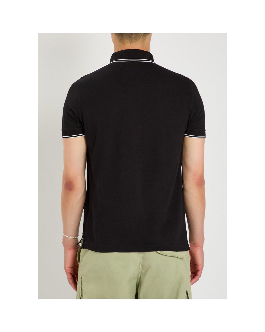 Stone Island Black Cotton Slim-Fit Short-Sleeve Polo for men