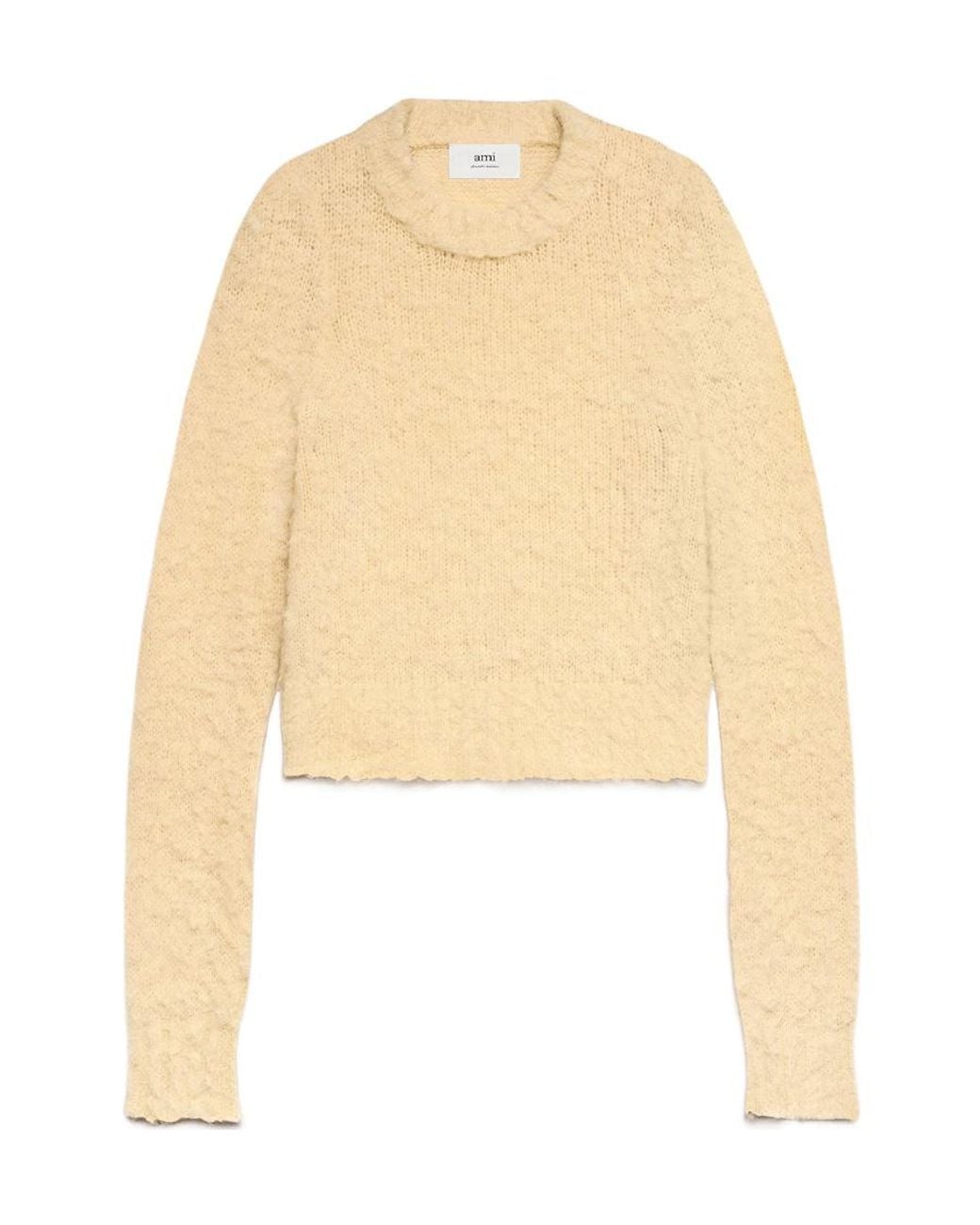 AMI Natural Ami Brushed Crewneck Knit Sweater