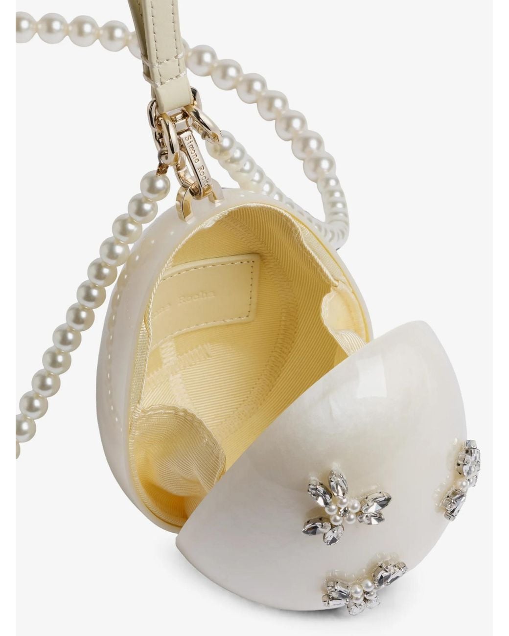 Simone Rocha White Crystal-Embellished Faux-Pearl Mini Bag