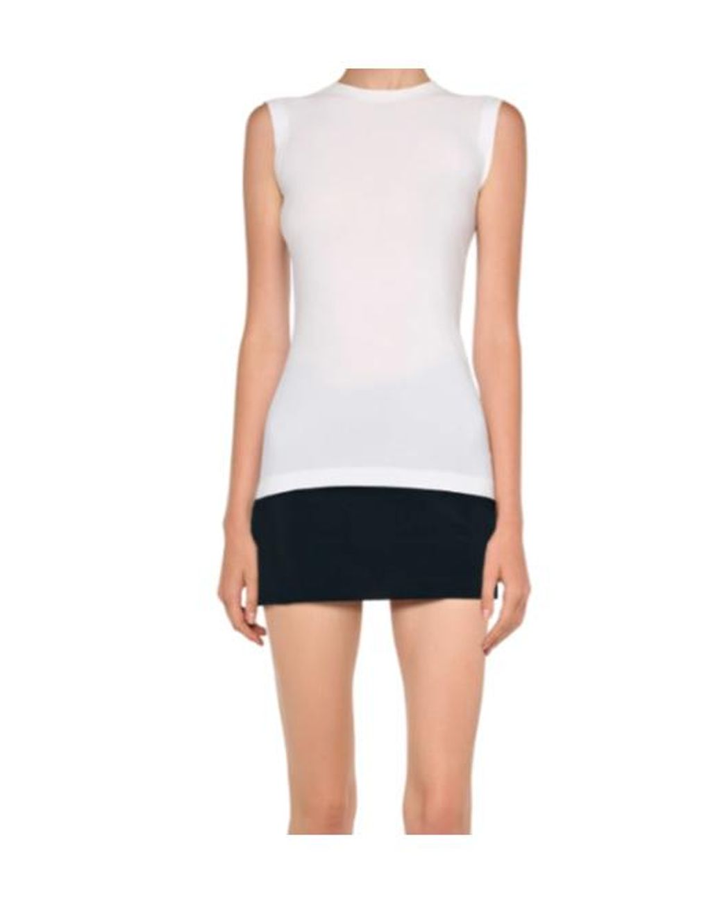 Norma Kamali White Sleeveless Round-Neck Top