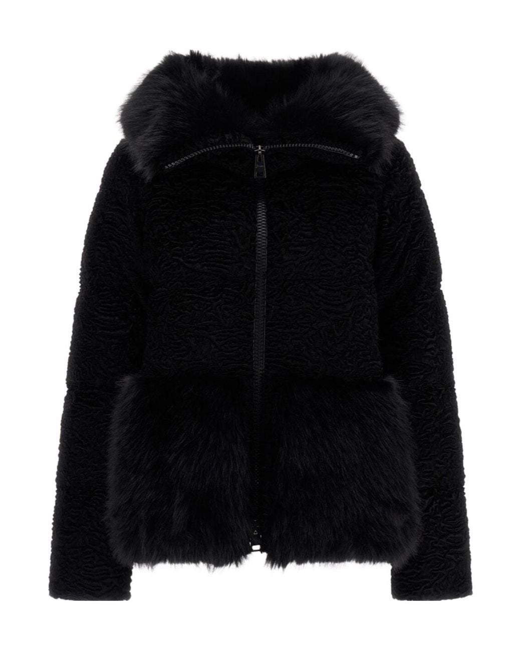 Herno Black Tocco Astrakhan Effect Hooded Jacket