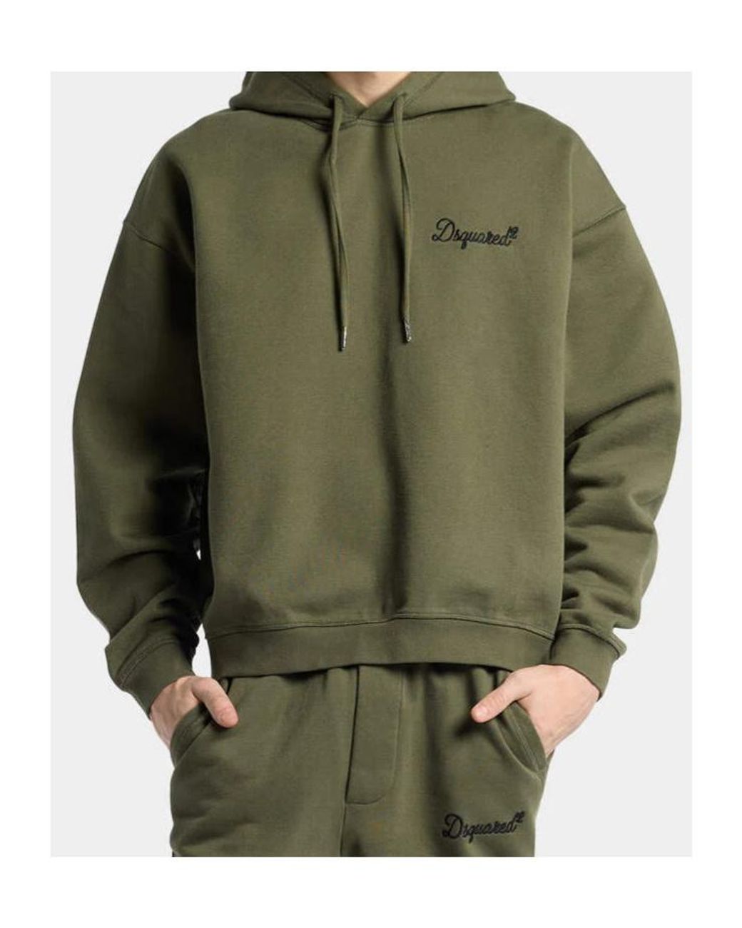 DSquared² Green Logo Embroidered Hoodie for men