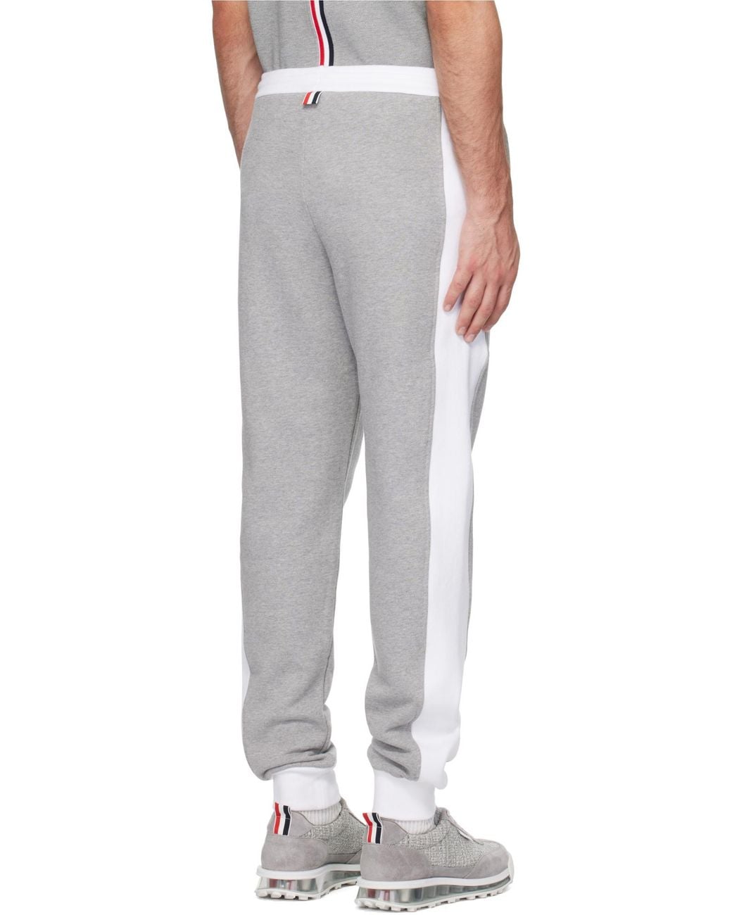 Thom Browne Gray Mid-Rise Jersey Track Trousers for men