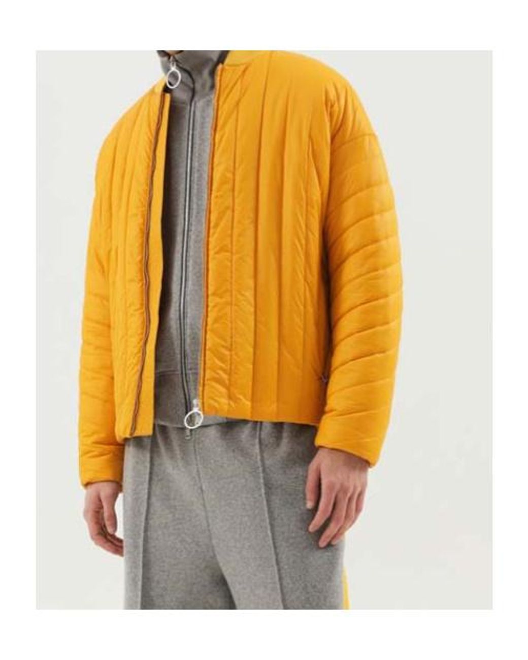 1989 STUDIO Yellow Quilted Zip-Up Coat for men