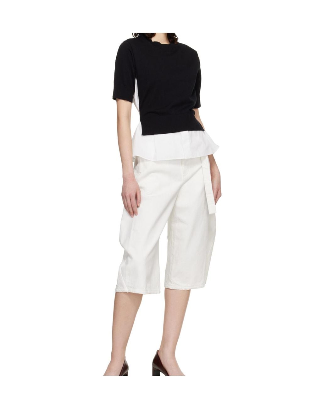 Sacai Black Contrast Panel Knitted Top