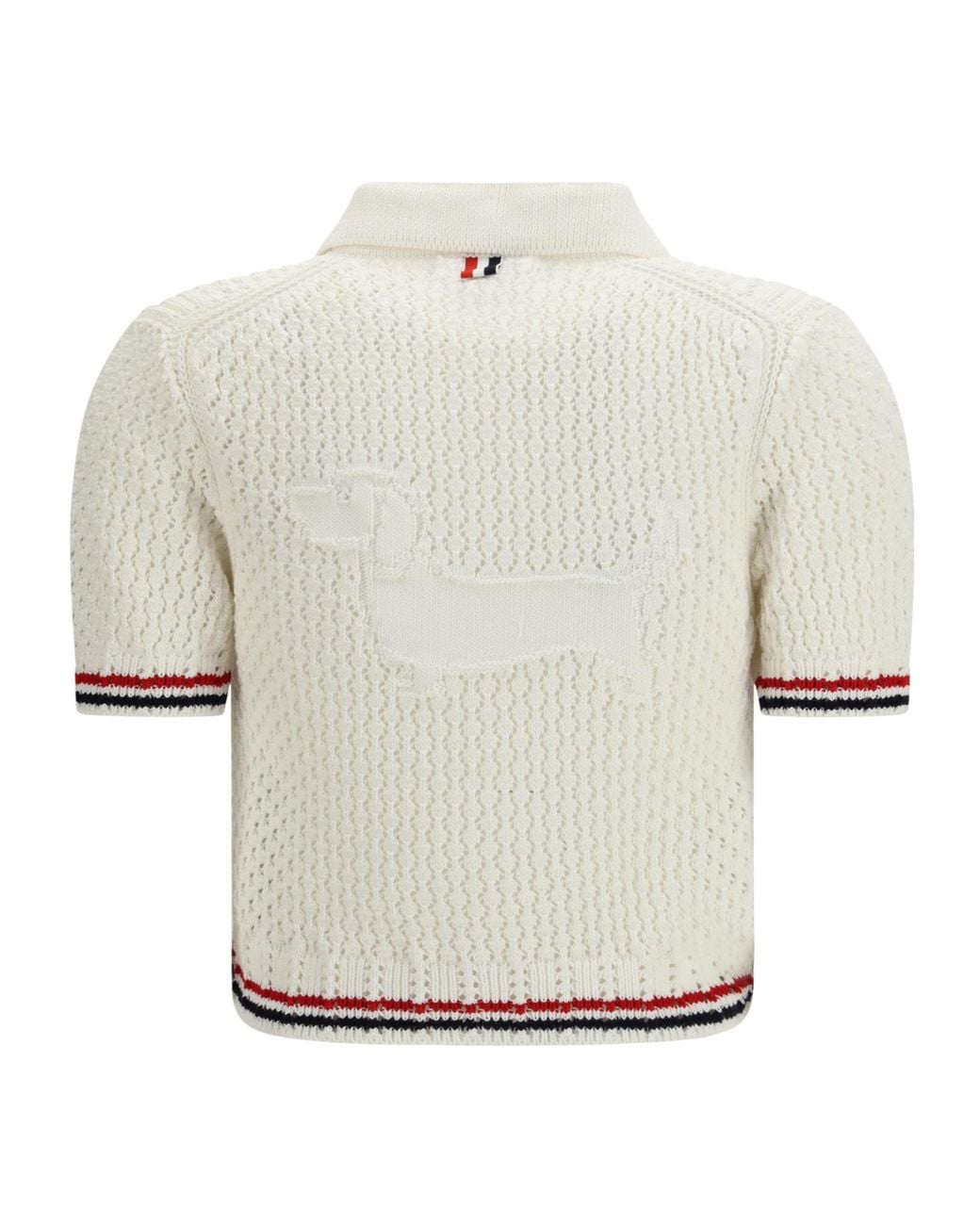 Thom Browne White Short Sleeve Buttoned Cardigan