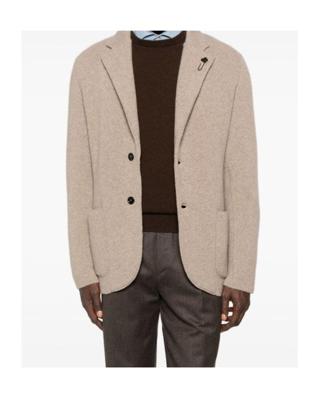 Lardini Natural Patch-Pockets Buttoned Blazer for men