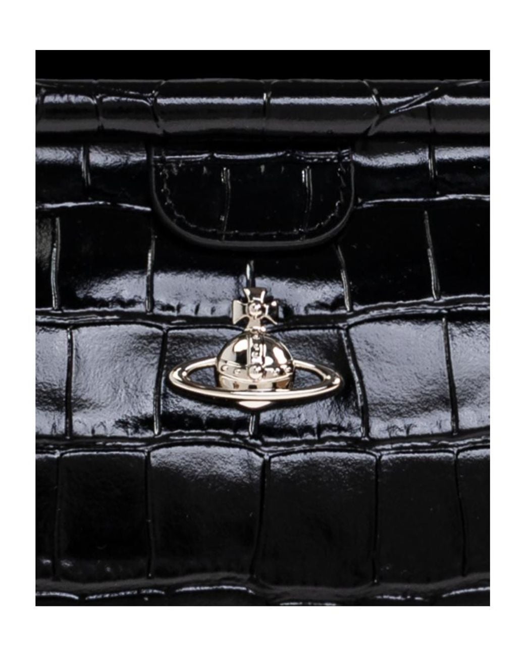 Vivienne Westwood Black Orb Plaque Embossed Shoulder Bag