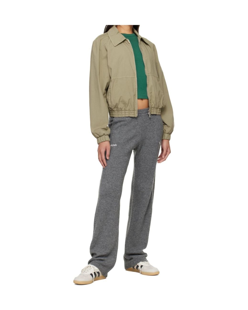 Sporty & Rich Gray Elastic Waistband Casual Pants