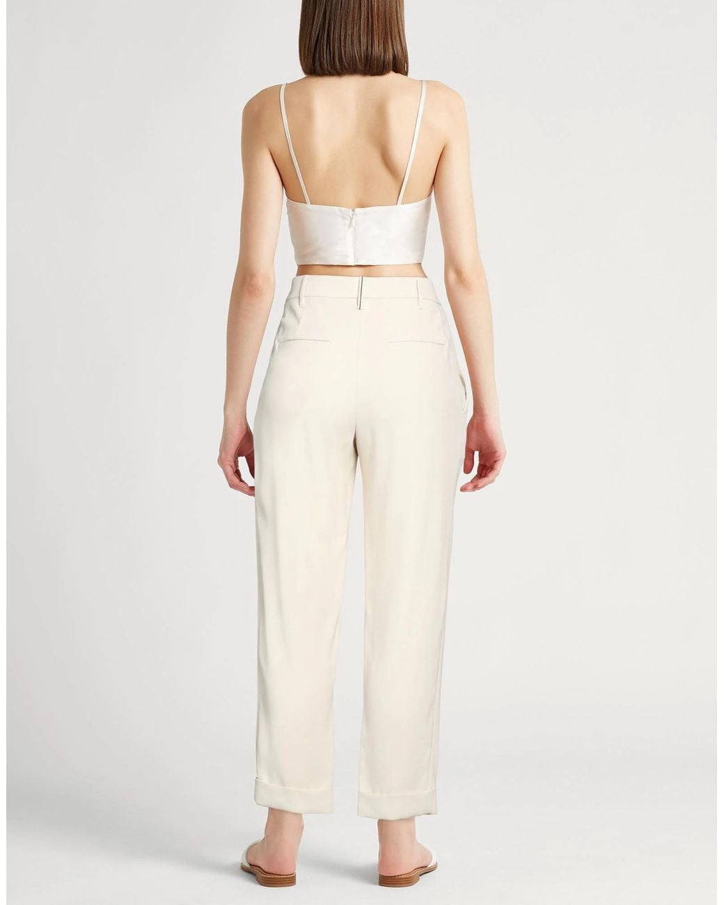 Brunello Cucinelli White Slim-Fit Cropped Pants