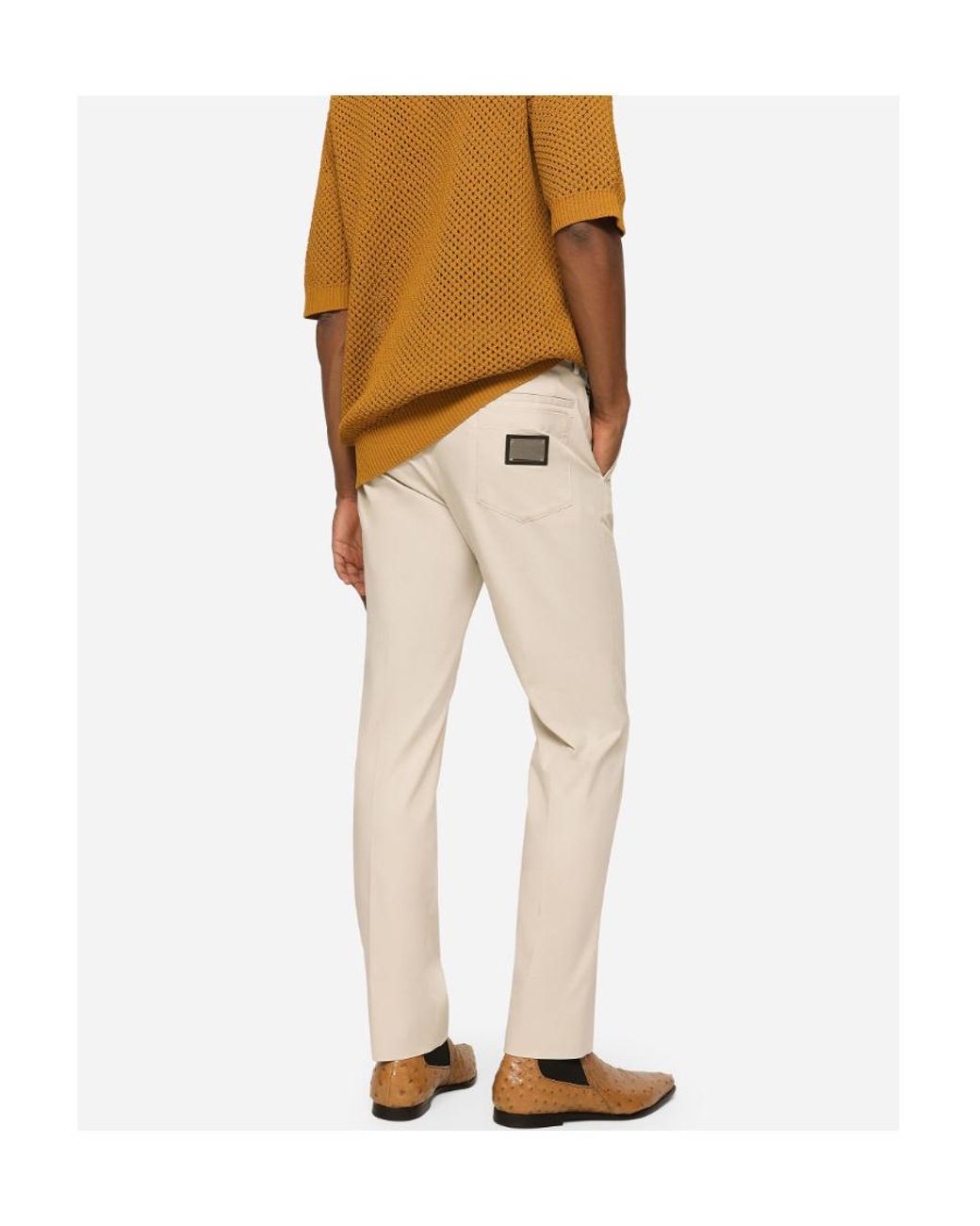 Dolce & Gabbana White Logo Patch Tailored Trousers for men